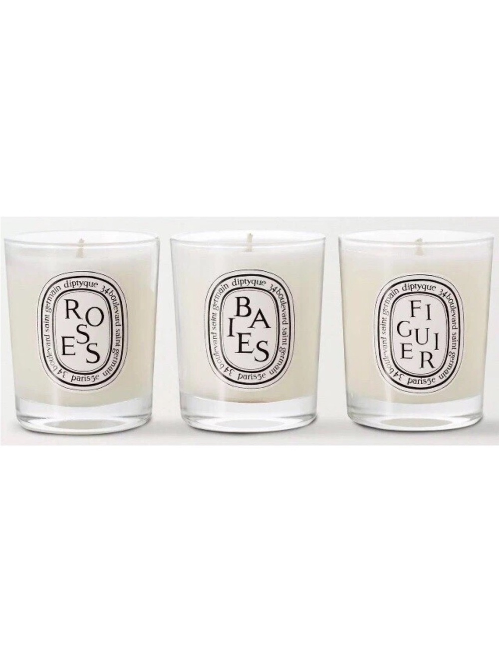DIPTYQUE Baies Roses & Figuier Scented Candle 3 Piece Set 70 Gram each